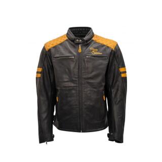 Rusty Stitches Jari Lederjacke schwarz gold 3XL