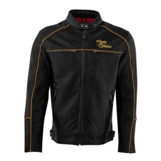 Rusty Stitches Chase Lederjacke schwarz gold M
