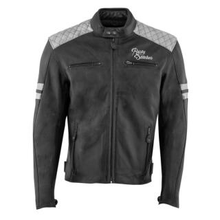 Rusty Stitches Jari Lederjacke grau weiß XXL
