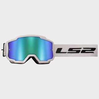 LS2 charger mx goggles white with iridium green visor