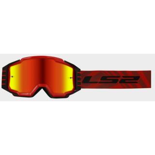 LS2 Charger Pro MX Brille rot mit verspiegeltem Visier